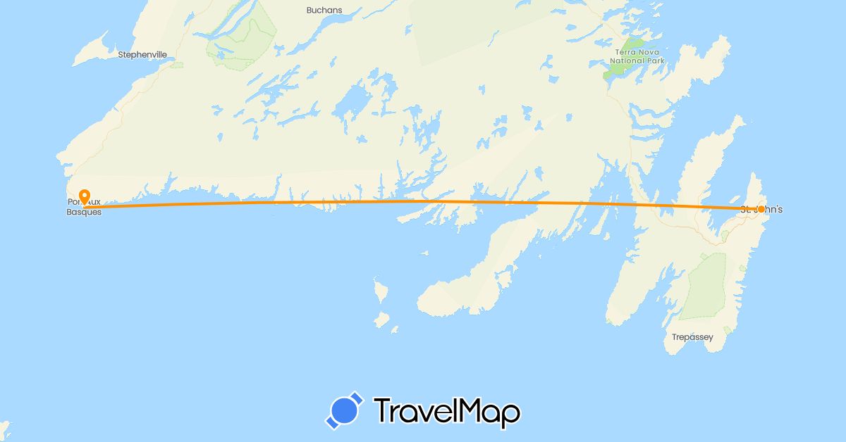 TravelMap itinerary: hitchhiking in Canada (North America)